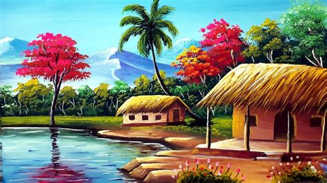 Indian Village Scenery Painting