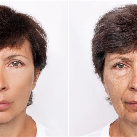 Premium Photo | Comparison of young and aged woman's face. youth and ...