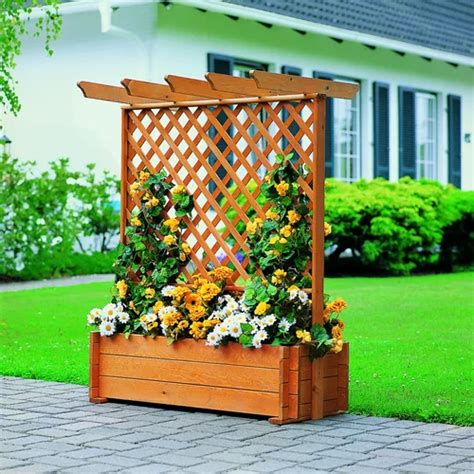 dCor design Wooden Planter Box with Trellis | Wayfair.co.uk | Planter ...