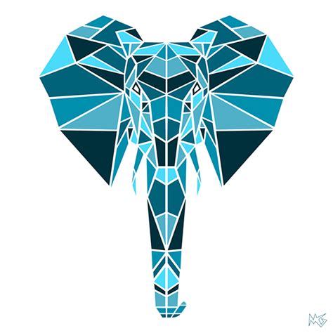 A geometric animal series created from shapes and monochromatic color ...