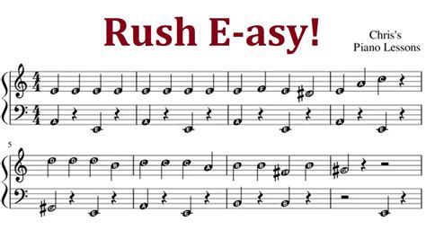 Rush E - Easy Piano Sheet Music With Note Letters - Slow & Very ...