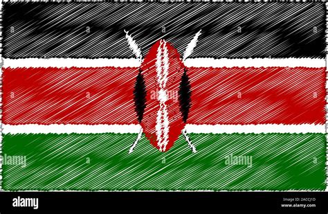 Vector Drawing of Sketch Style Kenya Flag Stock Vector Image & Art - Alamy