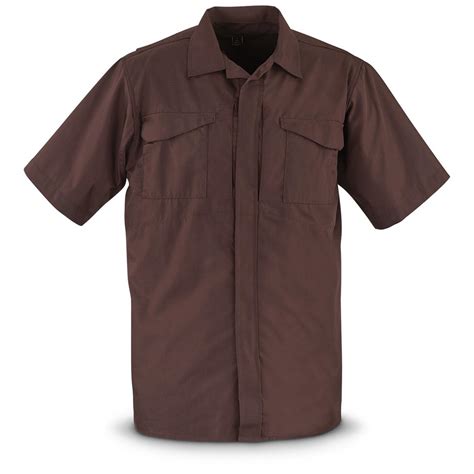 TRU-SPEC Men's Brown Uniform Short Sleeve Shirt, 2 Pack - 651599 ...