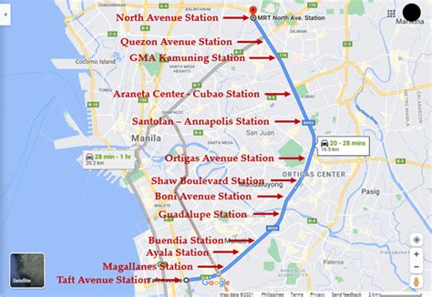 The approximate locations of the 13 MRT-3 stations which will be used ...