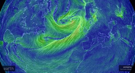 An interactive map showing wind movement around the world. (Image shows ...