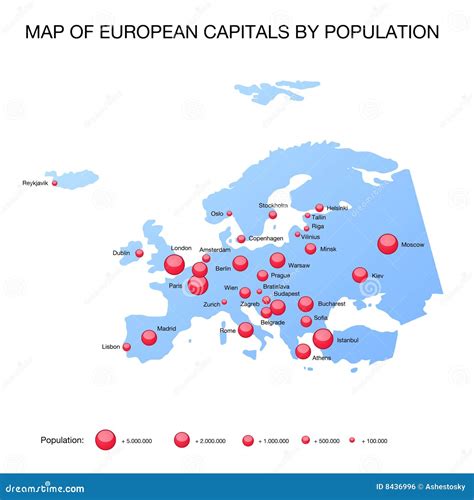 Map European Capitals By Population Stock Vector - Illustration of ...