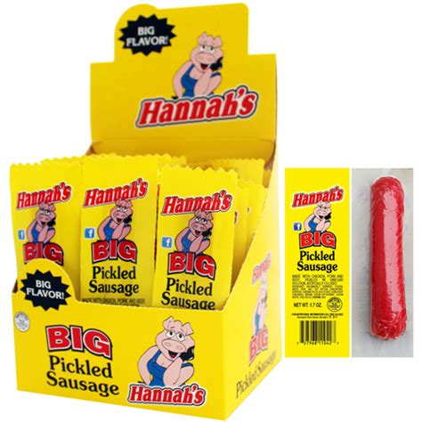 Wholesale Hannah's Big Pickled Sausages - 20 Pickled Sausages Per Box