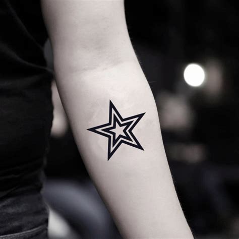 Black Star Outline Temporary Tattoo Sticker - OhMyTat