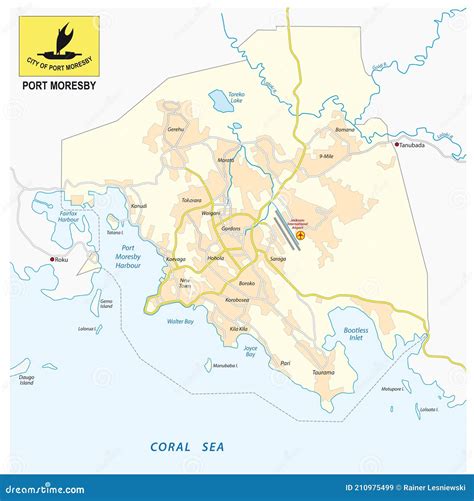 City Map Of Port Moresby The Capital Of Papua New Guinea Cartoon Vector ...