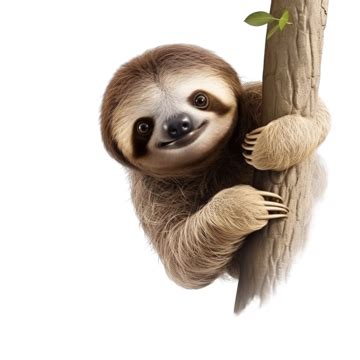 Cute Sloth Hanging On A Tree, Cute, Sloth, Relax PNG Transparent Image ...