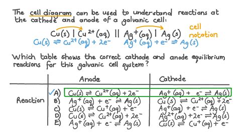 Question Video: Selecting the Correct Anode and Cathode Equilibrium ...