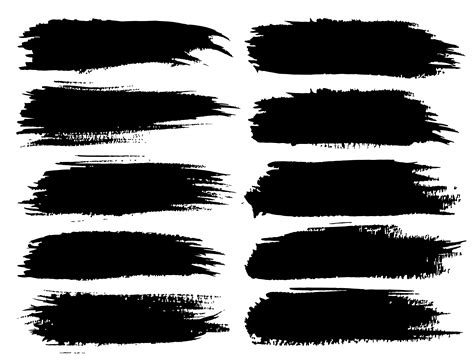 Set of brush strokes, Black ink grunge brush strokes. Vector ...