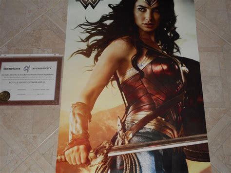 Wonder Woman Poster Signed by Gal Gadot, Chris Pine & Ewen Bremner with ...