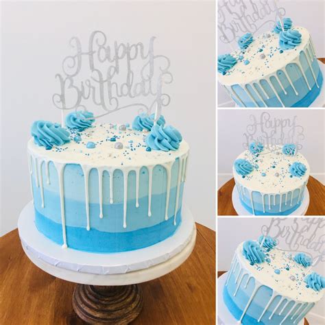 Blue Ombré Birthday Cake in 2020 | Blue birthday cakes, Birthday cake ...