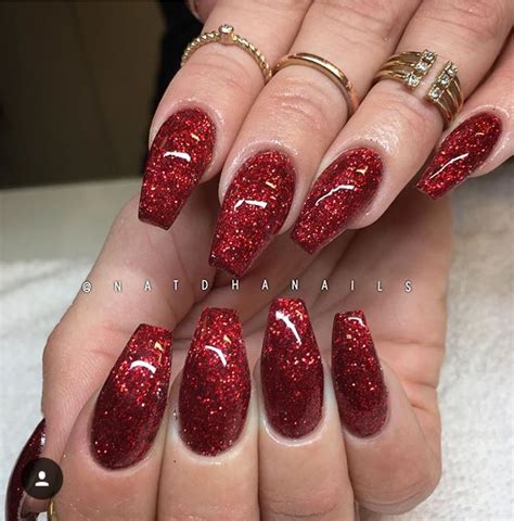 Pin by T_ishajj on Nails | Red nails glitter, Red sparkle nails ...