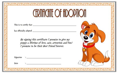 Pet Adoption Certificate Printable