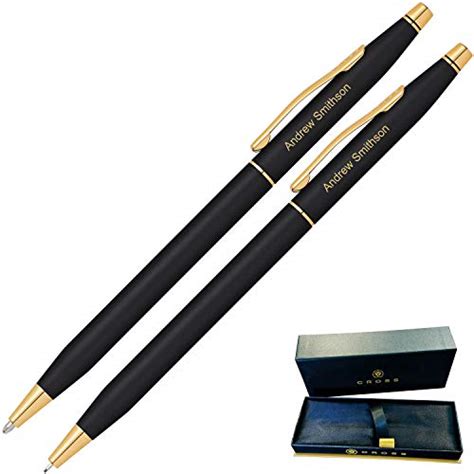 Engraved Cross Pen Set | Personalized Cross Classic Century Black Pen ...