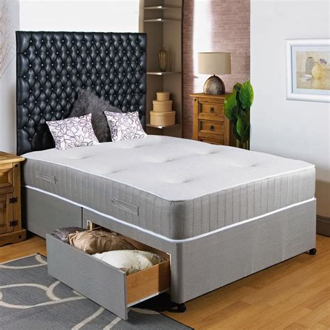 4FT SMALL DOUBLE DIVAN BED +11" POCKET SPRUNG MATTRESS + HEADBOARD ...