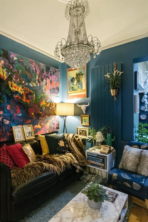 Pin on Interiors | Eclectic living room, Blue living room, Eclectic ...