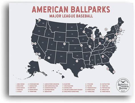 MLB Teams Map Baseball Stadium Push Pin Map | lupon.gov.ph