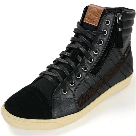 Alpine Swiss Reto Mens High Top Sneakers Lace Up & Zip Ankle Boots ...