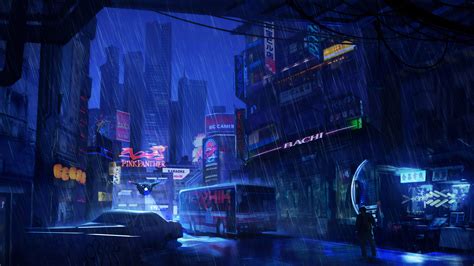 Sci Fi #City #Cyberpunk #Night #Rain #Skyscraper #4K #wallpaper # ...