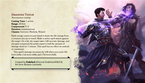 New Cantrip: Draining Touch - Spells Collection : r/DnDHomebrew