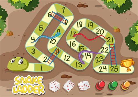 Snakes and ladders game with green snake 1343932 Vector Art at Vecteezy