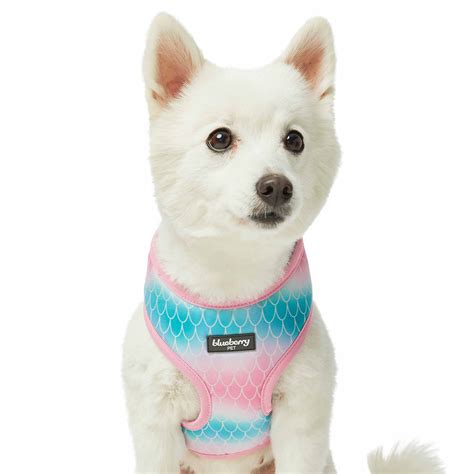 Blueberry Pet Soft & Comfy Mermaid Scales Print Adjustable Dog Harness ...