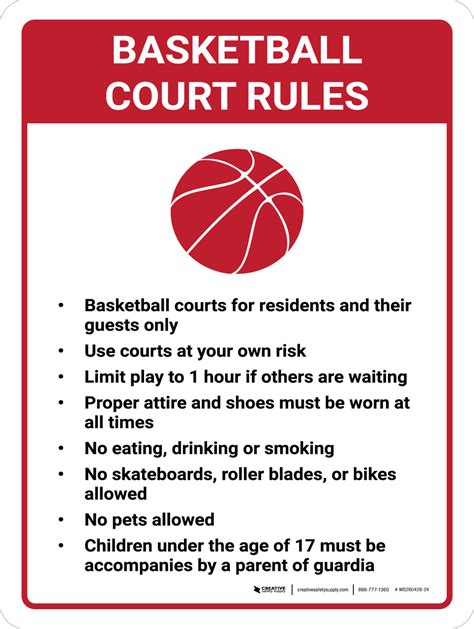 Basketball Court Rules Sign NHE-17661 Sports Fitness ...