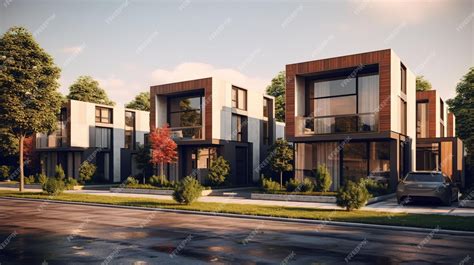 Premium AI Image | Modern Modular Townhouses A Residential Dream