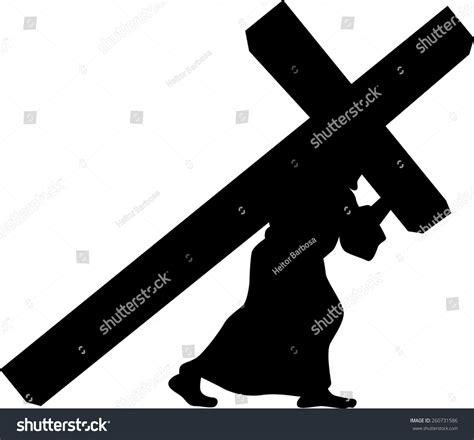 Jesus Carrying Cross Silhouette Stock Vector 260731586 - Shutterstock