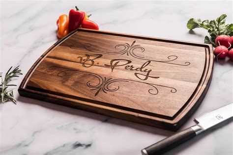 Personalized Engraved Wood Cutting Board with Flourishes