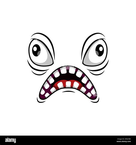 Monster face isolated vector icon, cartoon emoji, yelling alien facial ...