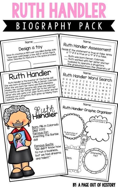 Ruth Handler Biography Pack (Women Inventors) - A Page Out of History ...