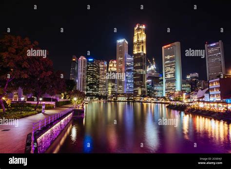 Singapore CBD Skyline at Night Stock Photo - Alamy