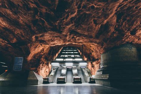 underground, Subway, Escalator, Rock formation, Sweden, Rock, Stockholm ...