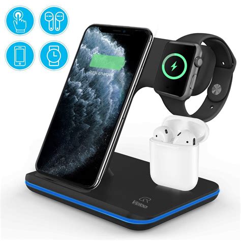 Wireless Charger, 3 in 1 Qi-Certified 15W Fast Wireless Charging ...