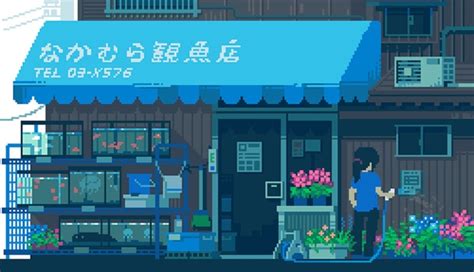 Japan City Pixel Art Wallpaper - Icerem