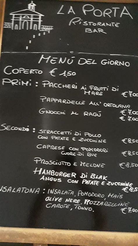 Menu at La Porta restaurant, Padua