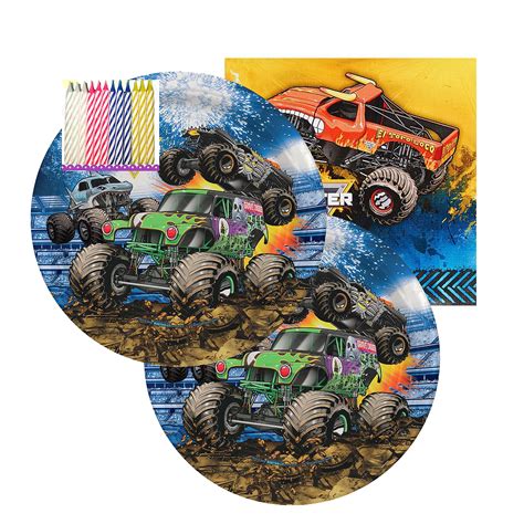 Buy MONSTERJAM Grave Digger Monster Truck Birthday Party Supplies Pack ...