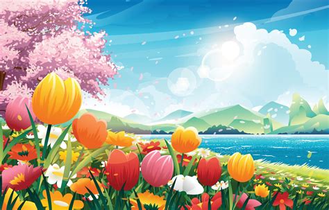 Beautiful Spring Landscape Nature Background 4733684 Vector Art at Vecteezy