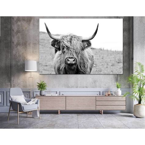 Black and White Highland Cow №04124 Ready to Hang Canvas Print ...