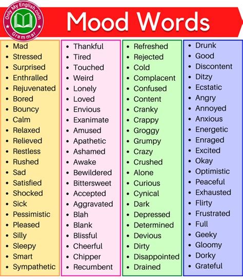 150+ Mood Words: List of Words to Describe Mood | Mood words, Words for ...