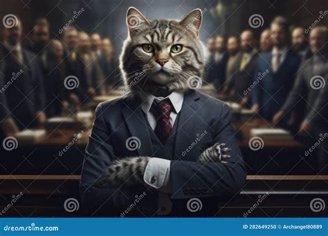 Cat Lawyer in Court. Generative AI Stock Illustration - Illustration of ...