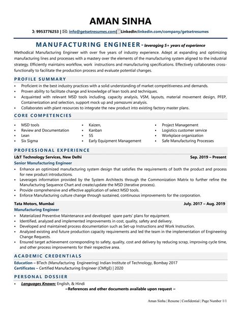 Manufacturing Engineer Resume Examples & Template (with job winning tips)