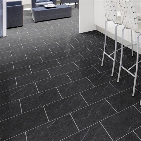 Black Slate Tile Effect Vinyl Flooring – Flooring Tips