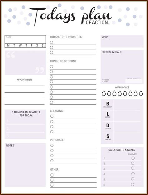 Printable Adhd Daily Planner Template