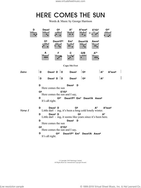 Here Comes The Sun Chords - Sheet and Chords Collection