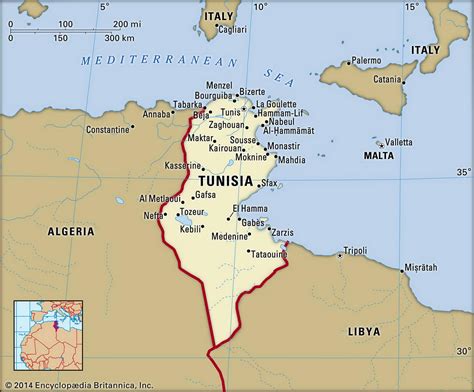 Map of Tunisia and geographical facts, Where Tunisia is on the world ...